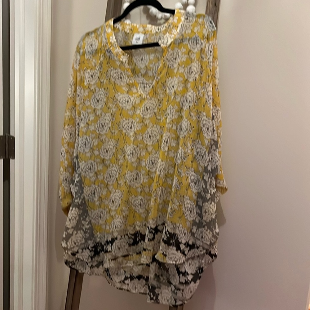 Cabi Dolman sleeve drawstring blouse.